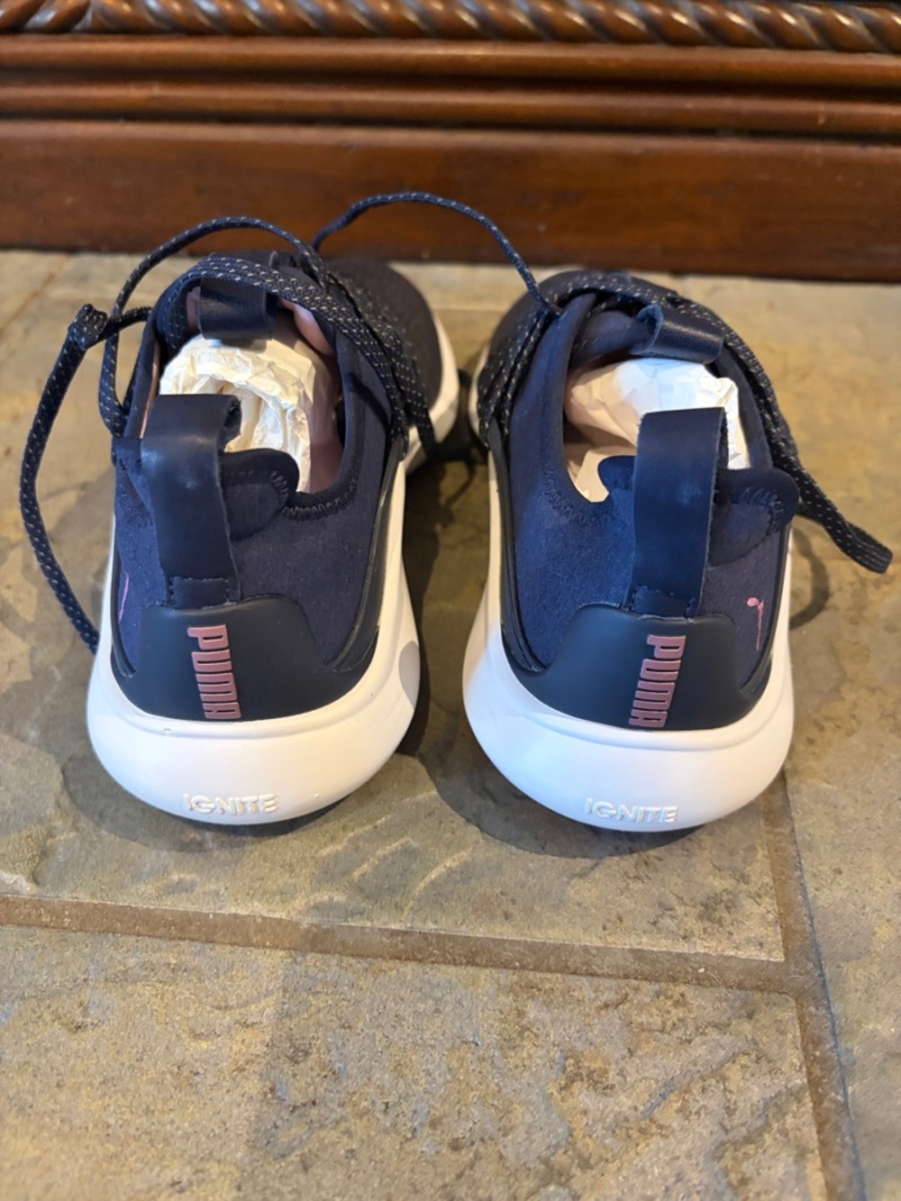 Puma Navy Athletic Sneakers with Pink Logo Accent - Picture 2 of 5